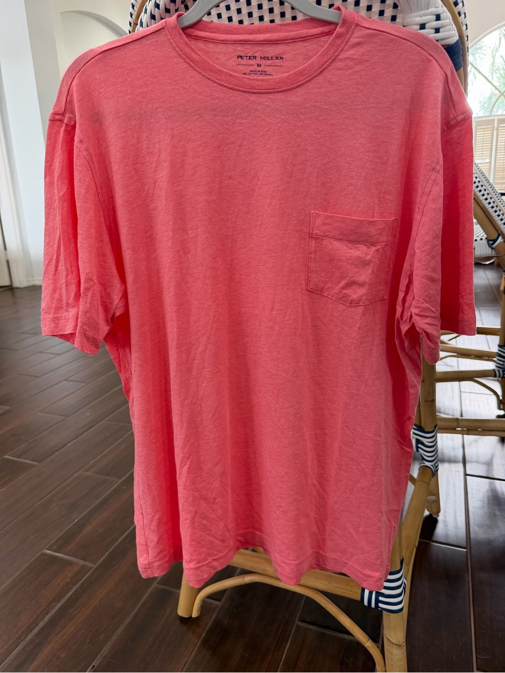 Peter Millar 50% Cotton 50% Modal Pocket Shirt Men's Medium Made in Peru Coral